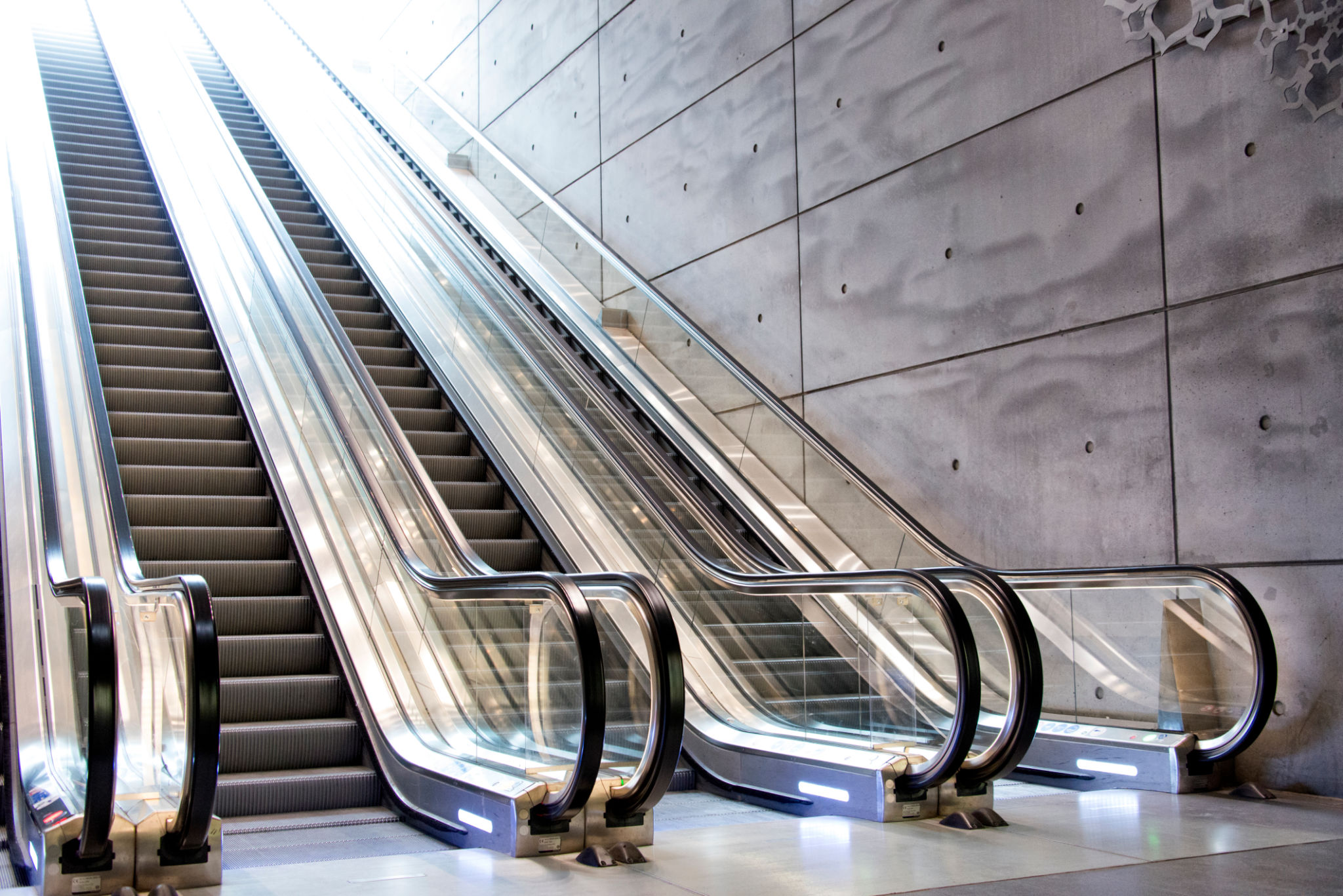 Modern escalator, underground public escalator